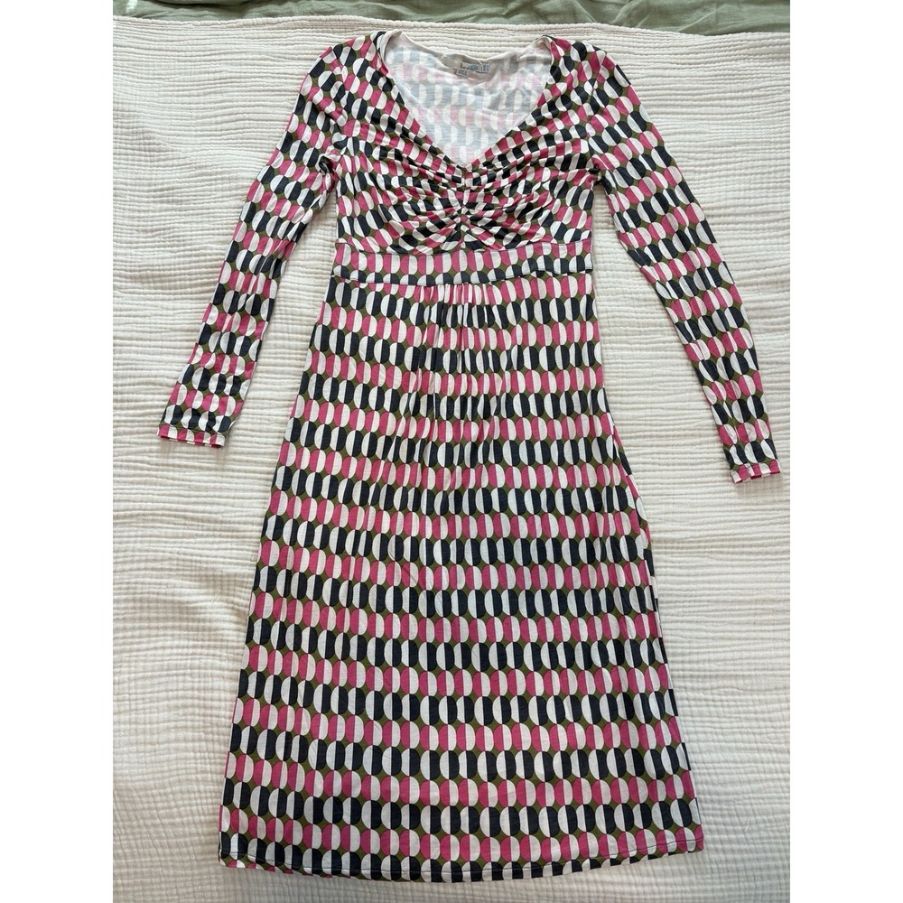 Boden Dress Women's Sz 6 Long Polka Dot‎ Circle Long Sleeve Jersey Knit Stretchy